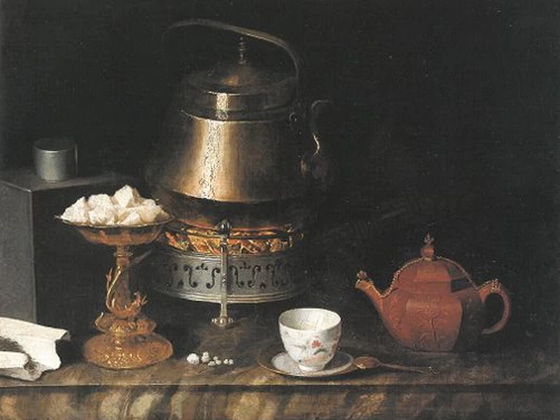 1642-Johann Zacharias Kneller - Natura morta con tavolo da tè, ca. 1690